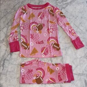 Kiki + LuLu Cheerful Pink Football Kids Pajama Set 3T
